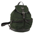 Prada Double Front Pocket Backpack Tessuto Khaki Nylon Backpack Bag (Authentic  )