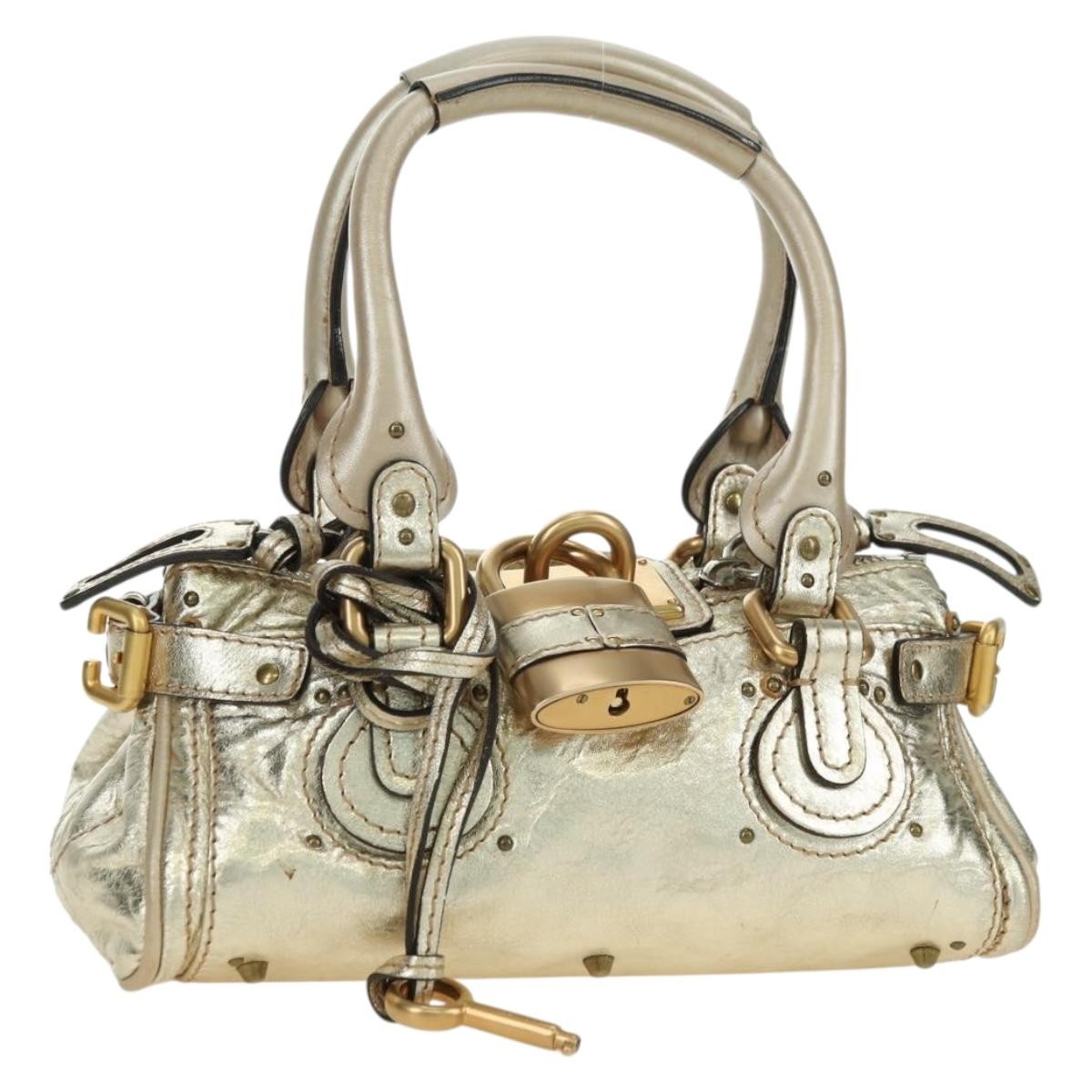 Chloe Paddington Lock Handbag Leather Gold Leather Handbag ( )