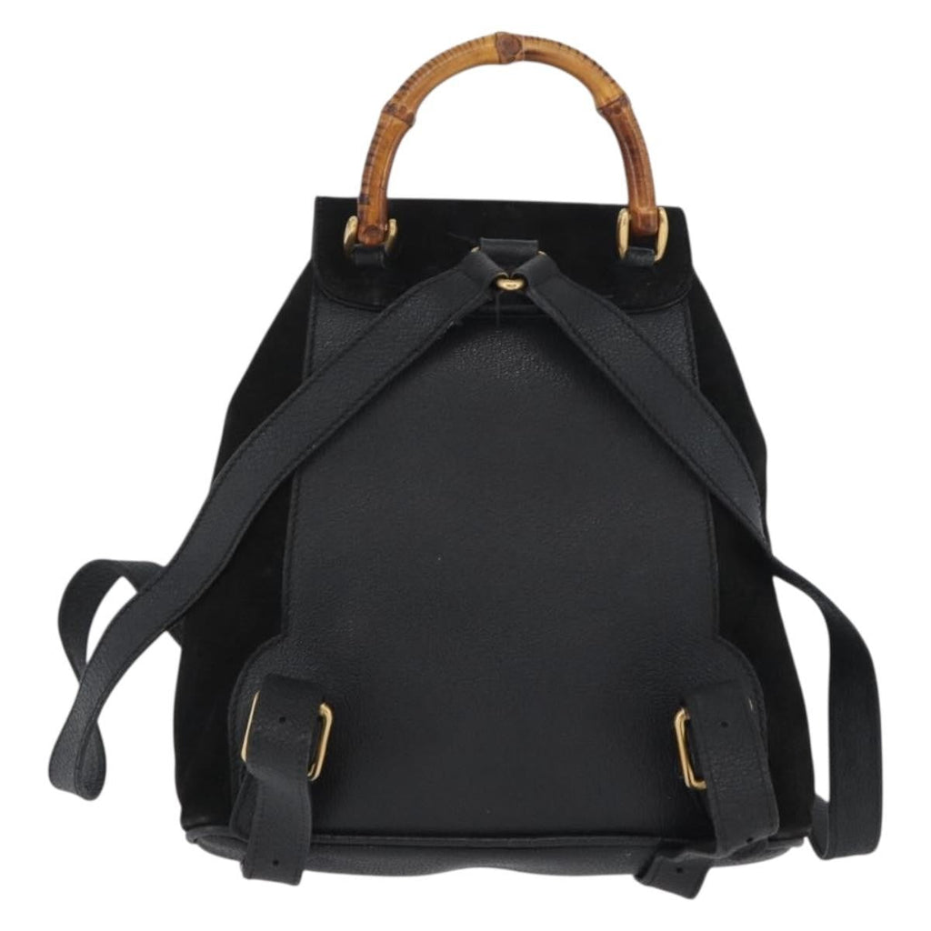 Gucci Gucci Bamboo Backpack Daim Black Suede Backpack Bag (Authentic  )
