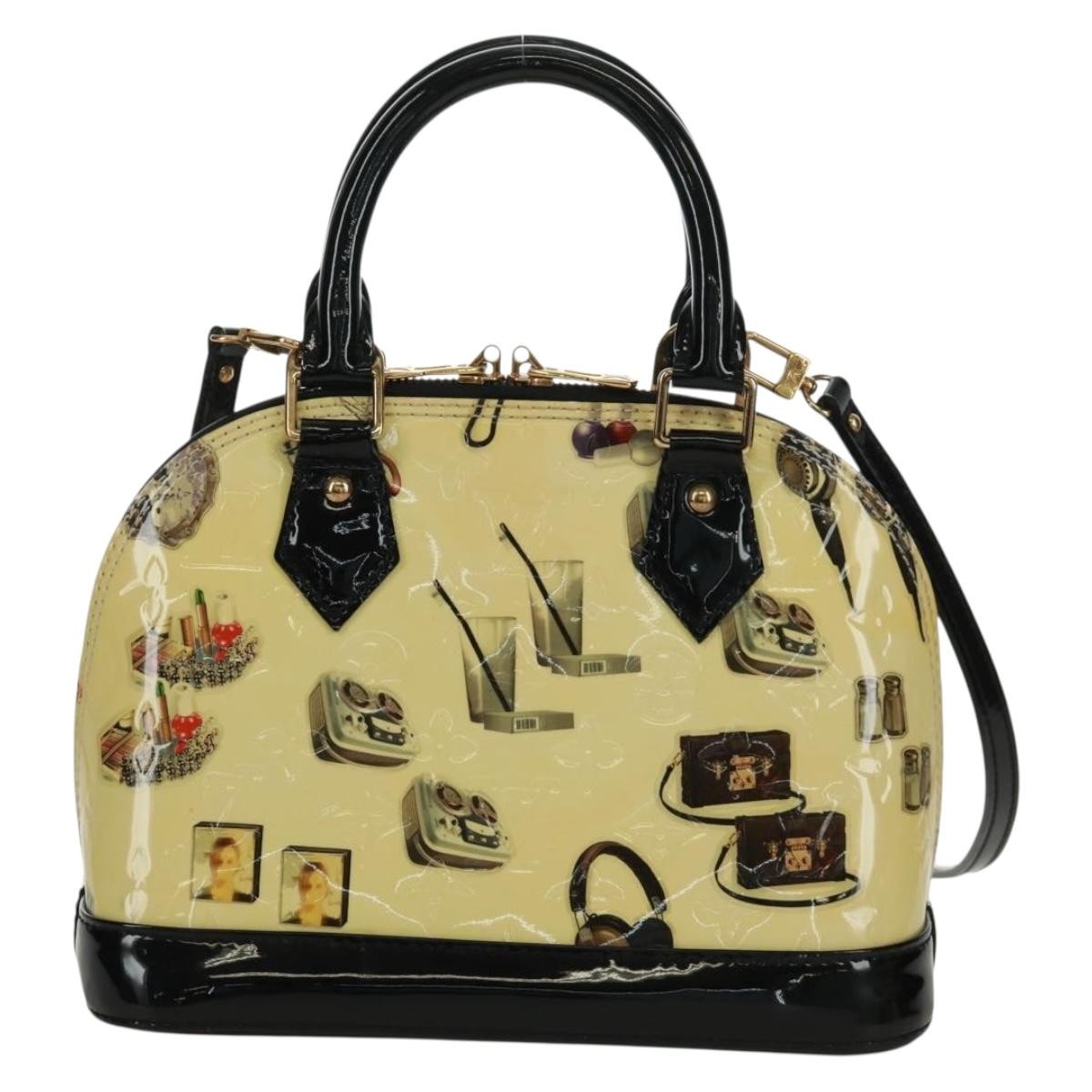 Louis Vuitton Alma Handbag Limited Edition Stickers Monogram Vernis Multicolour Patent_Leather Handbag (Authentic  )