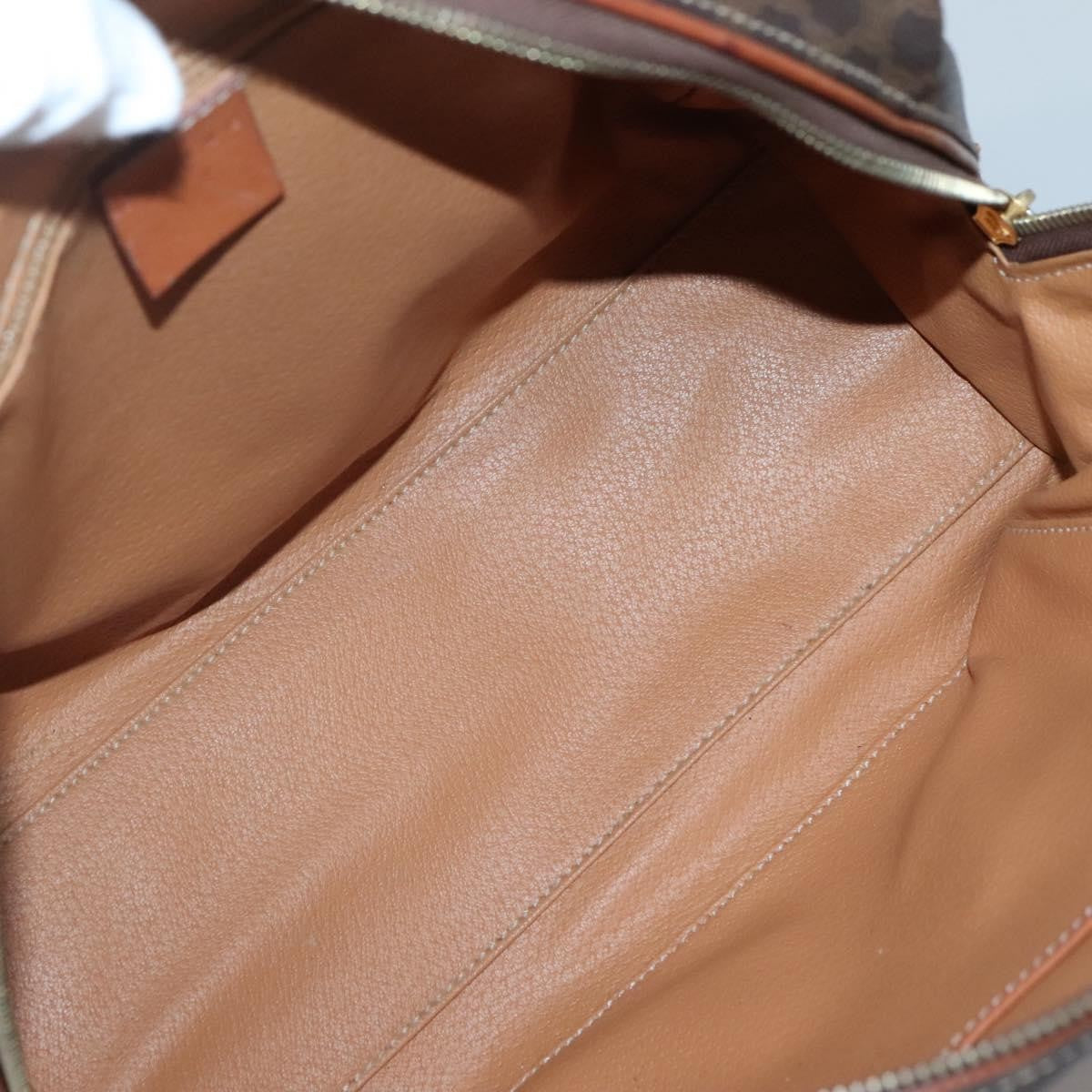 Celine Macadam Handbag Macadam With Leather Brown Canvas Bag (Authentic  )