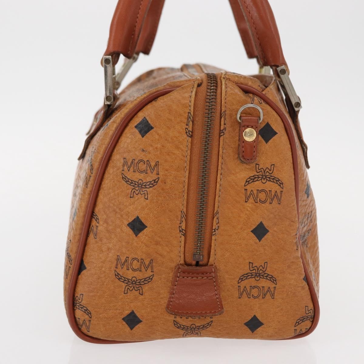 MCM Visetos Logogramme Handbag Canvas And Leather Brown Canvas Handbag (Authentic  )