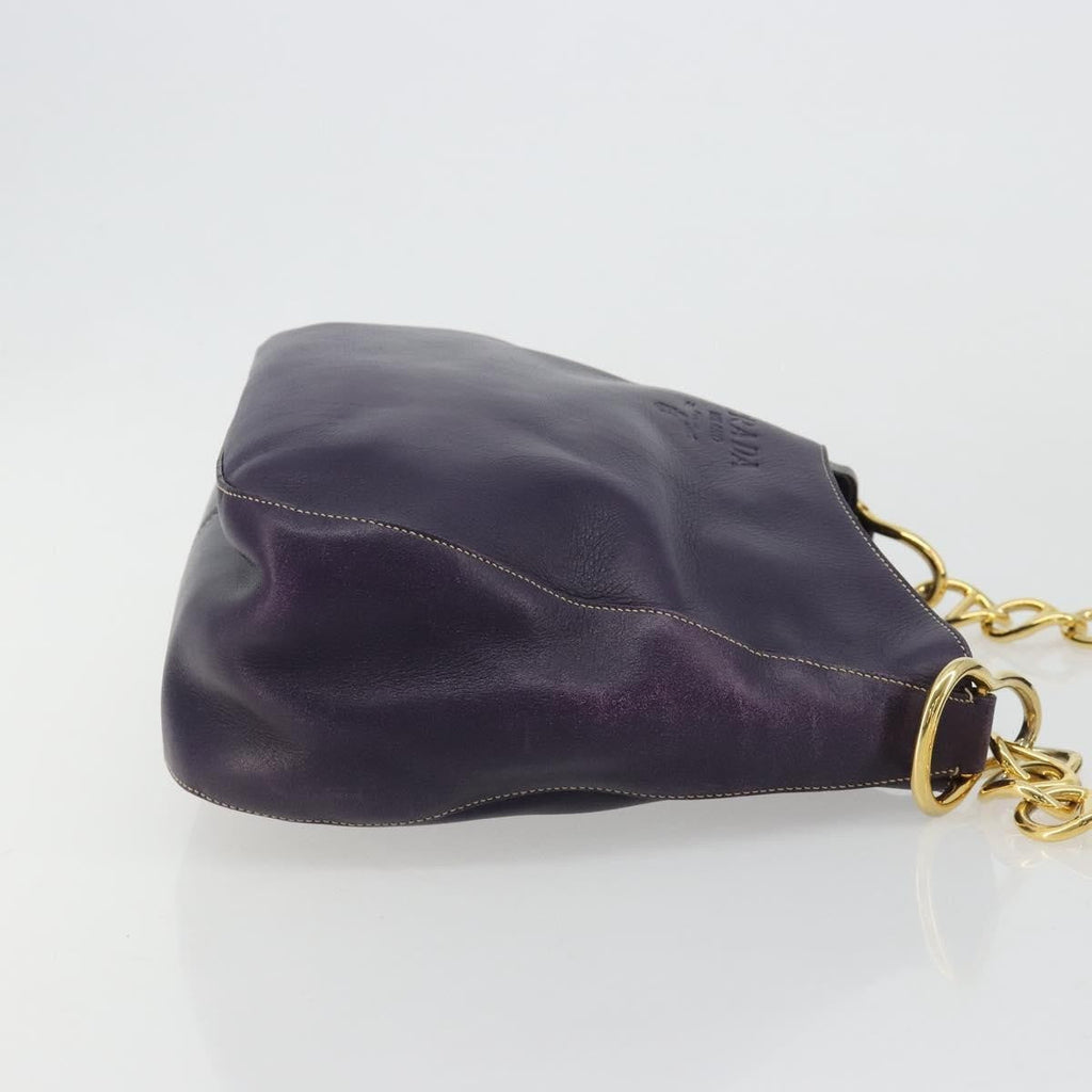 Prada Chain Shoulder Bag Leather Purple Leather Handbag ( )