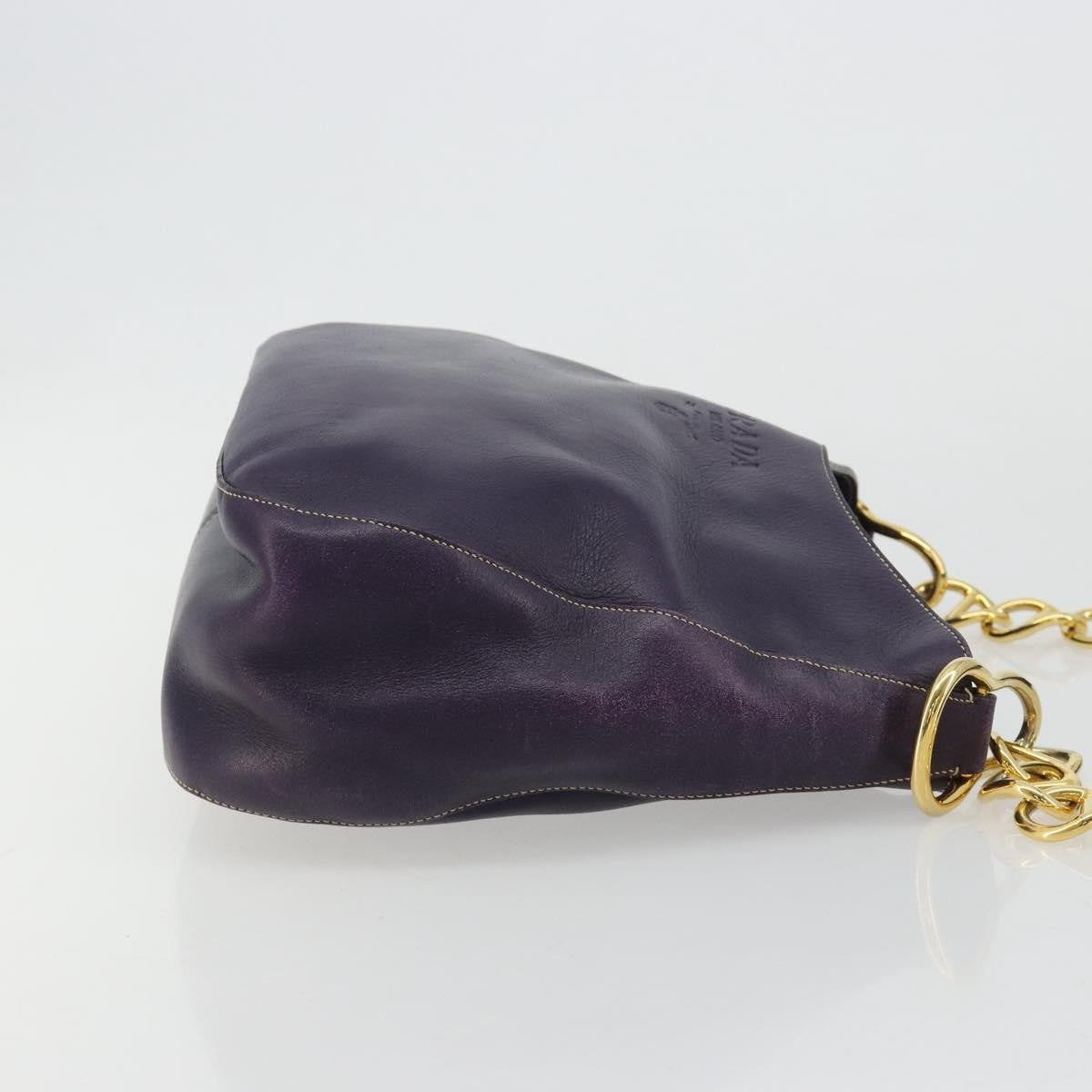 Prada Chain Shoulder Bag Leather Purple Leather Handbag ( )