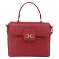 Salvatore Ferragamo Gancini Handbag Leather Red Leather Handbag (Authentic  )