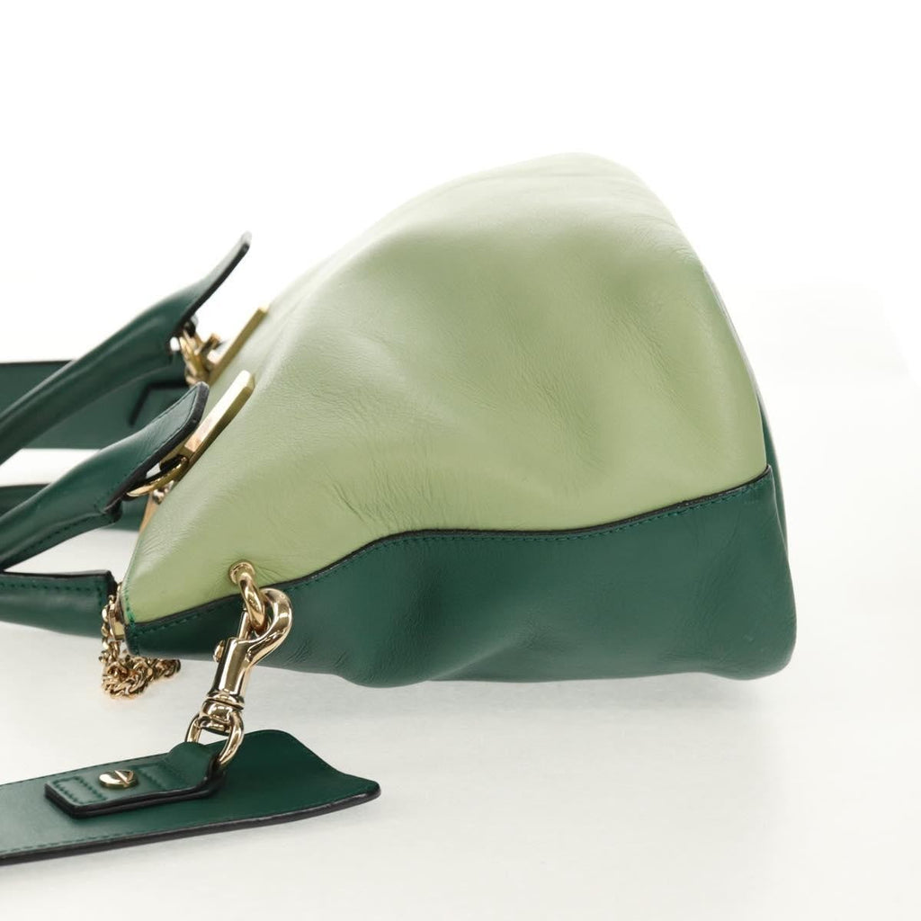 Chloe Bicolor Baylee Satchel Leather Green Leather Bag (Authentic  )