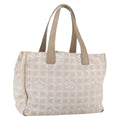 Chanel Travel Line Tote Nylon Beige Nylon Handbag (Authentic  )