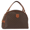 Celine Vintage Macadam Handbag Canvas And Leather Brown Canvas Handbag (Authentic  )