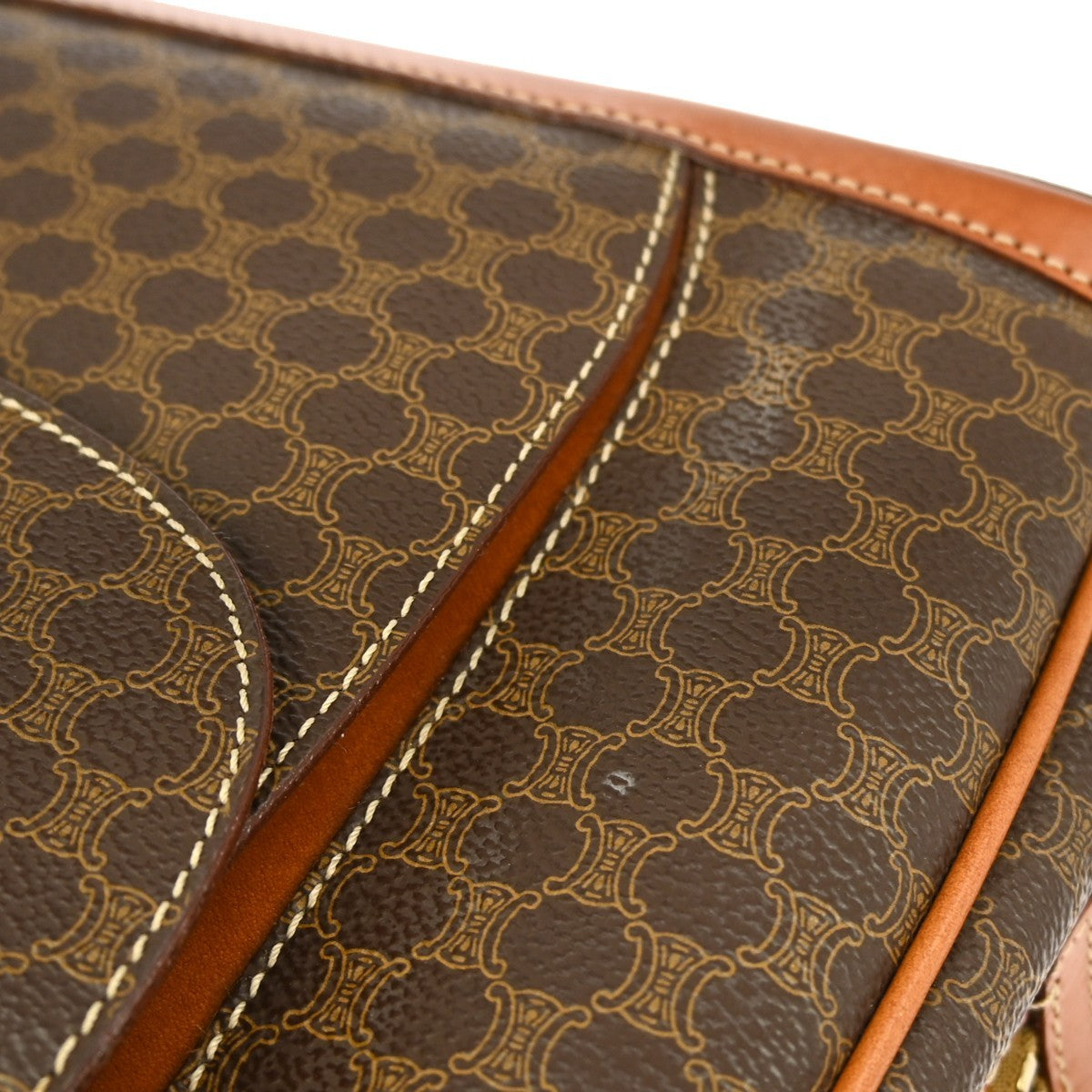 Celine C Macadam Handbag Canvas Brown Pvc Handbag ( )