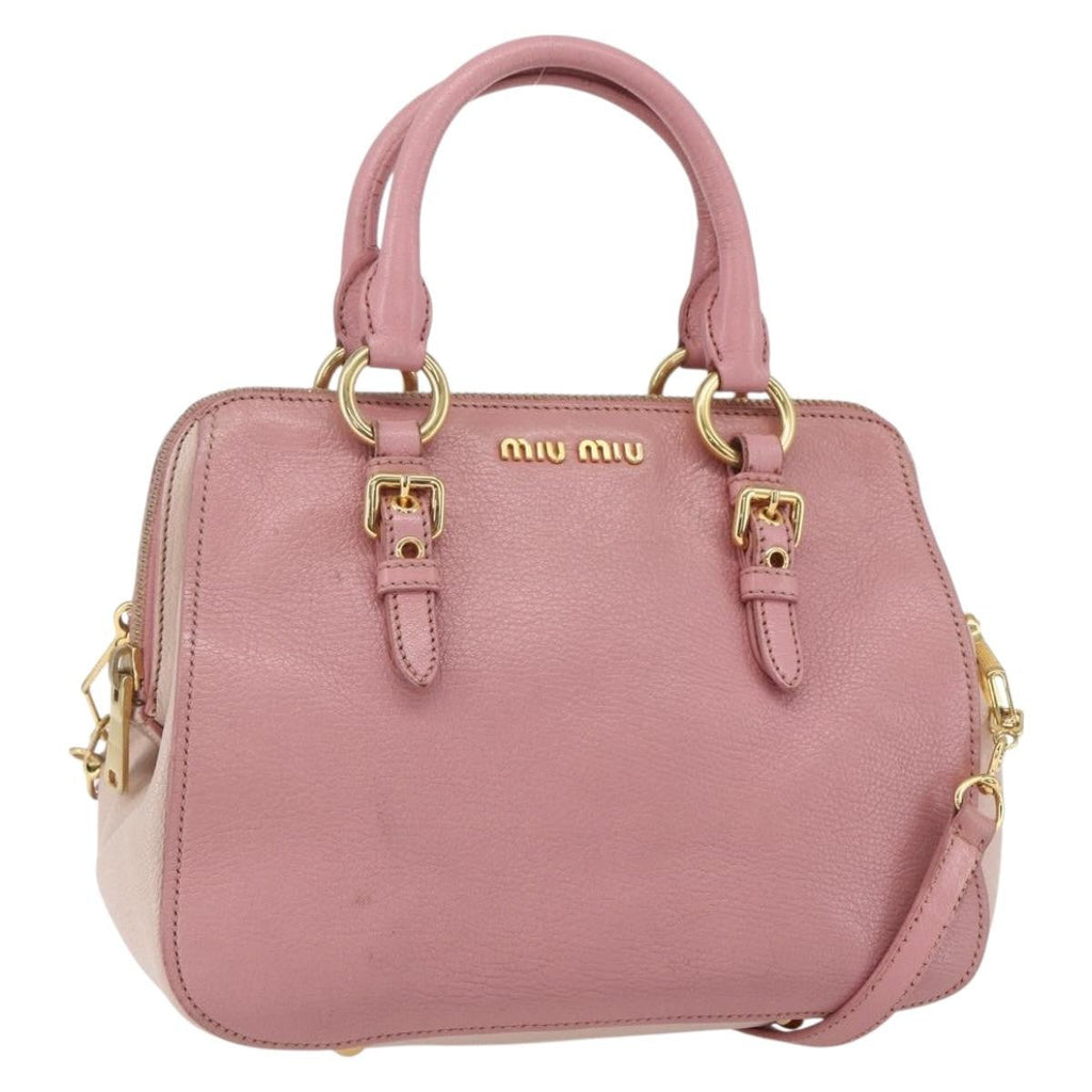 Miu Miu Madras Bowler Bag Leather Pink Leather Handbag (Authentic  )