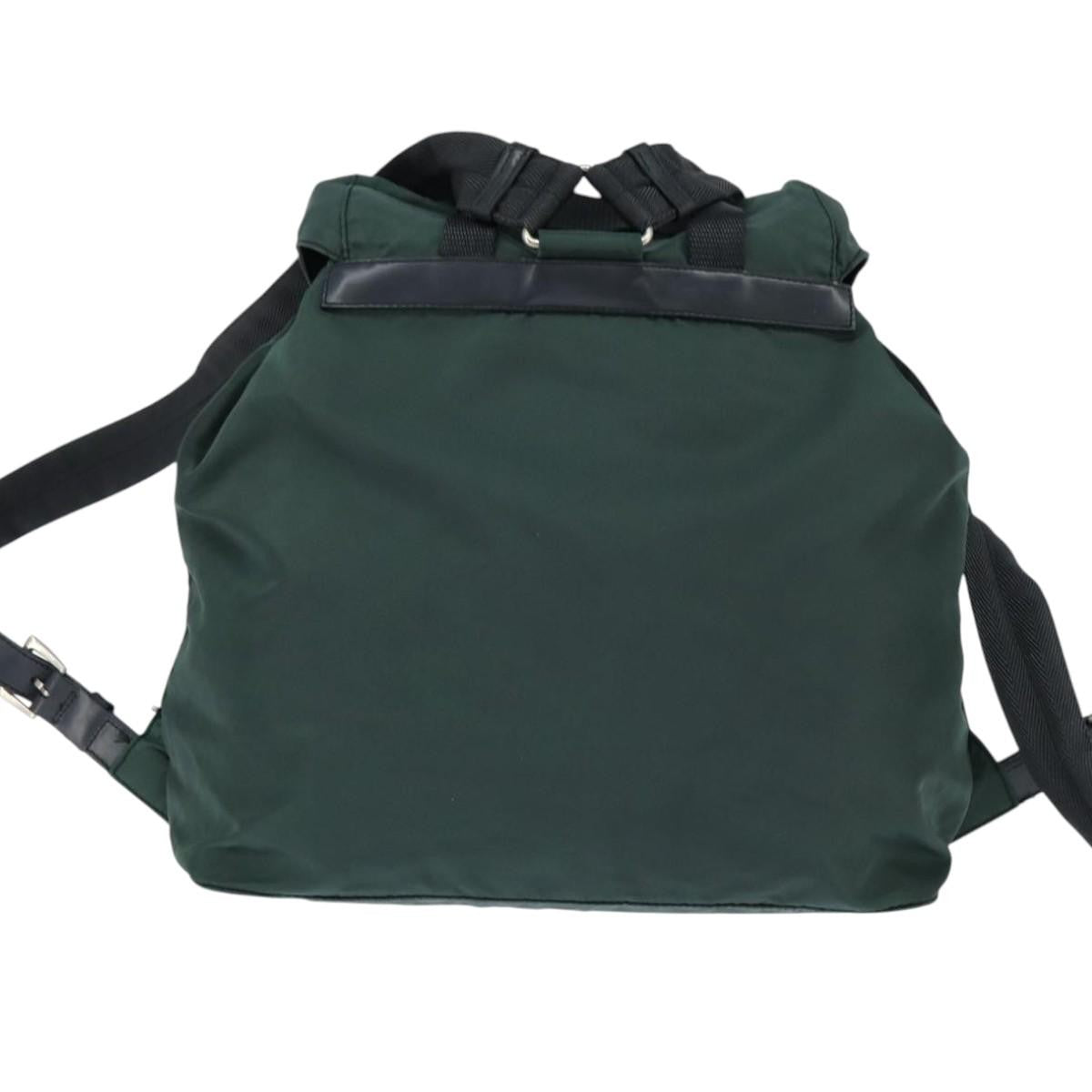 Prada Vela Double Front Pocket Backpack Tessuto With Saffiano Leather Khaki Nylon Backpack Bag (Authentic  )