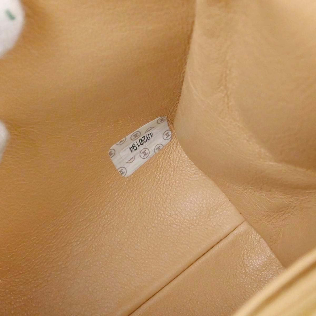 Chanel Vintage Top Handle Flap Bag Quilted Lambskin Beige Leather Handbag (Authentic  )