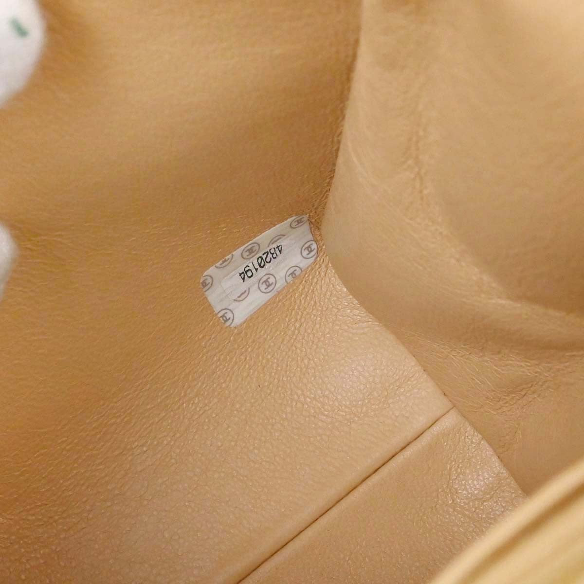 Chanel Vintage Top Handle Flap Bag Quilted Lambskin Beige Leather Handbag (Authentic  )
