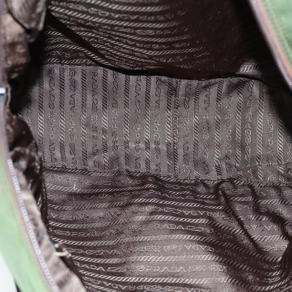Prada Bowling Shoulder Bag Tessuto Khaki Nylon Handbag (Authentic  )