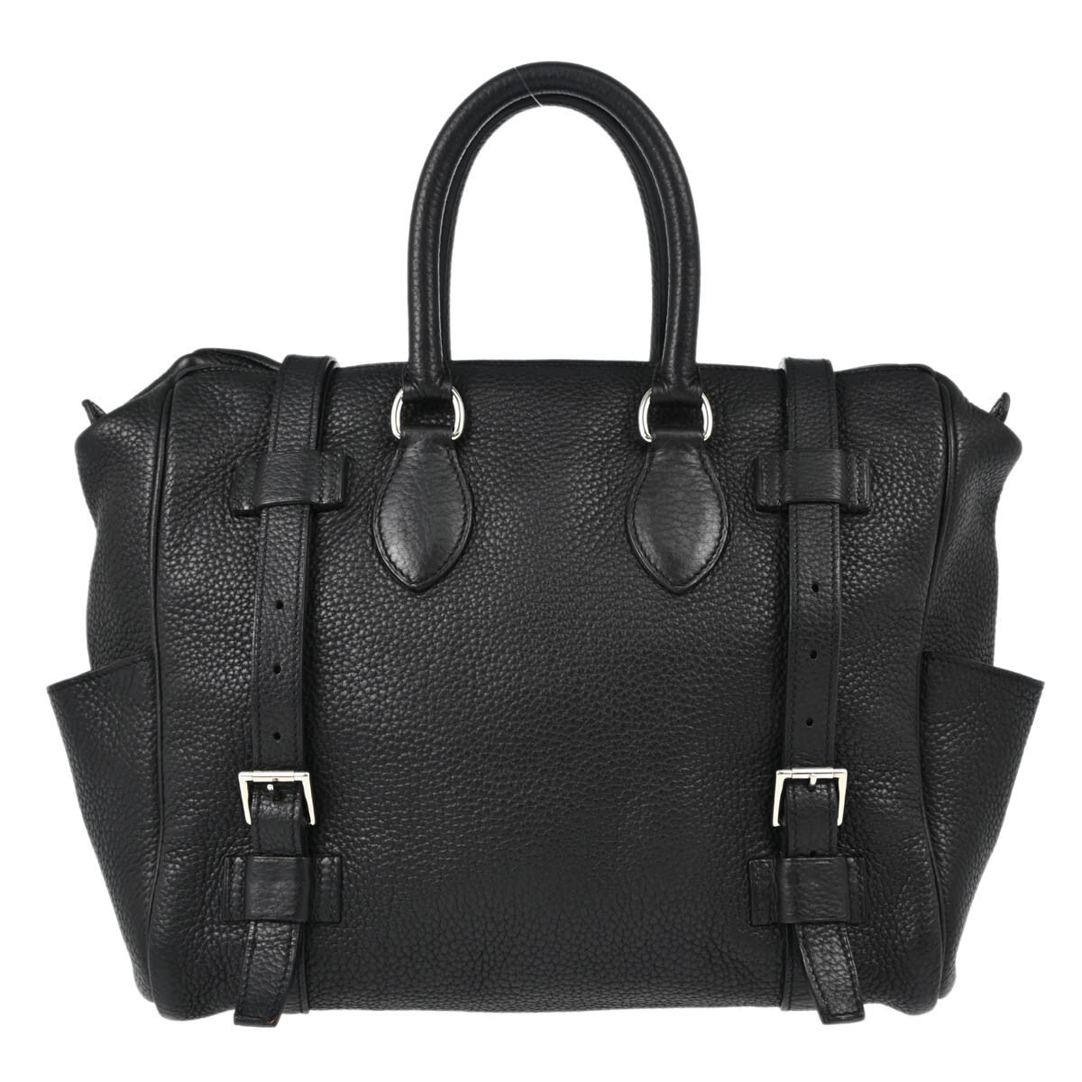 Hermes Pursangle Bag Leather Black Leather Handbag (Authentic  )