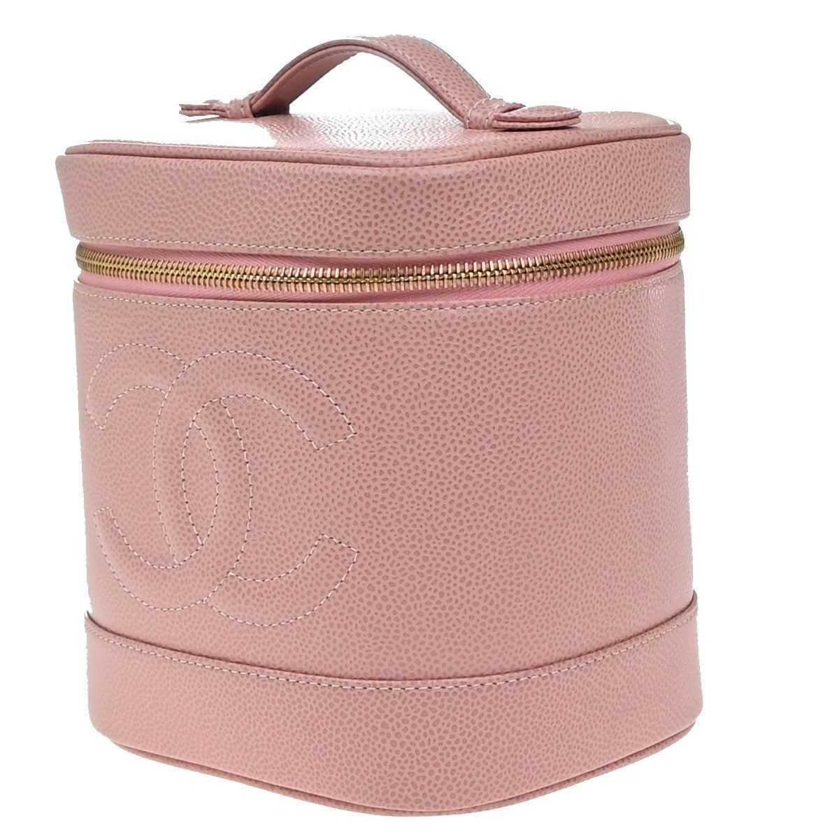 Chanel Vintage Timeless Cosmetic Case Caviar Pink Leather Handbag (Authentic  )