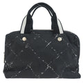 Chanel Travel Line Boston Bag Printed Nylon Black Nylon Handbag (Authentic  )