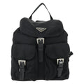 Prada Vela Double Front Pocket Backpack Tessuto With Saffiano Leather Black Nylon Backpack Bag (Authentic  )