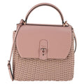 Salvatore Ferragamo Boxyz Top Handle Bag Woven Leather Pink Leather Handbag (Authentic  )