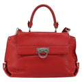 Salvatore Ferragamo Sofia Satchel Grainy Leather Red Leather Handbag (Authentic  )