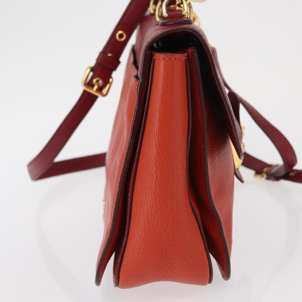 Miu Miu Madras Top Handle Bag Leather Red Leather Handbag (Authentic  )