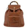 Gucci Vintage Bamboo Backpack Leather Brown Leather Backpack Bag (Authentic  )
