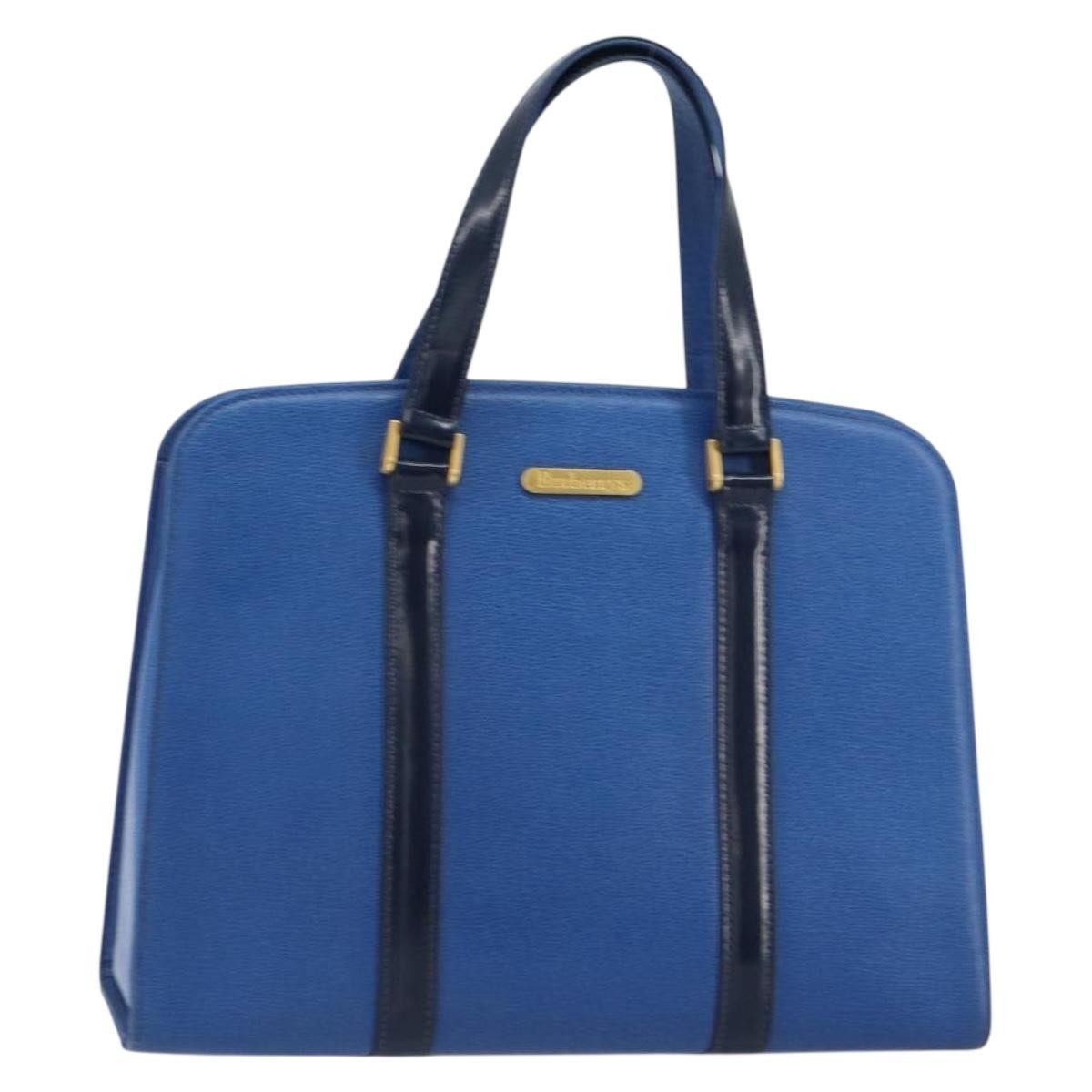 Burberry Vintage Handbag Leather Blue Leather Handbag (Authentic  )