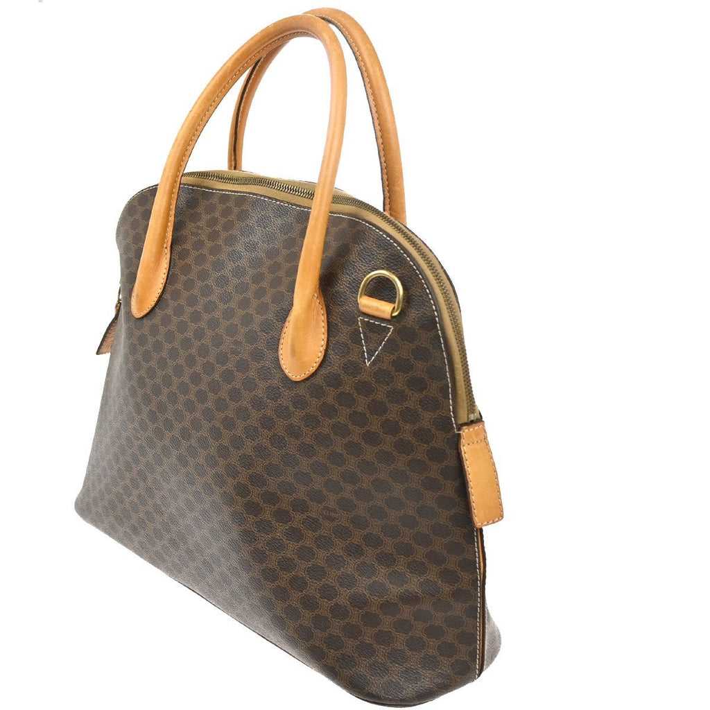 Celine Macadam Handbag Macadam With Leather Brown Pvc Handbag (Authentic  )