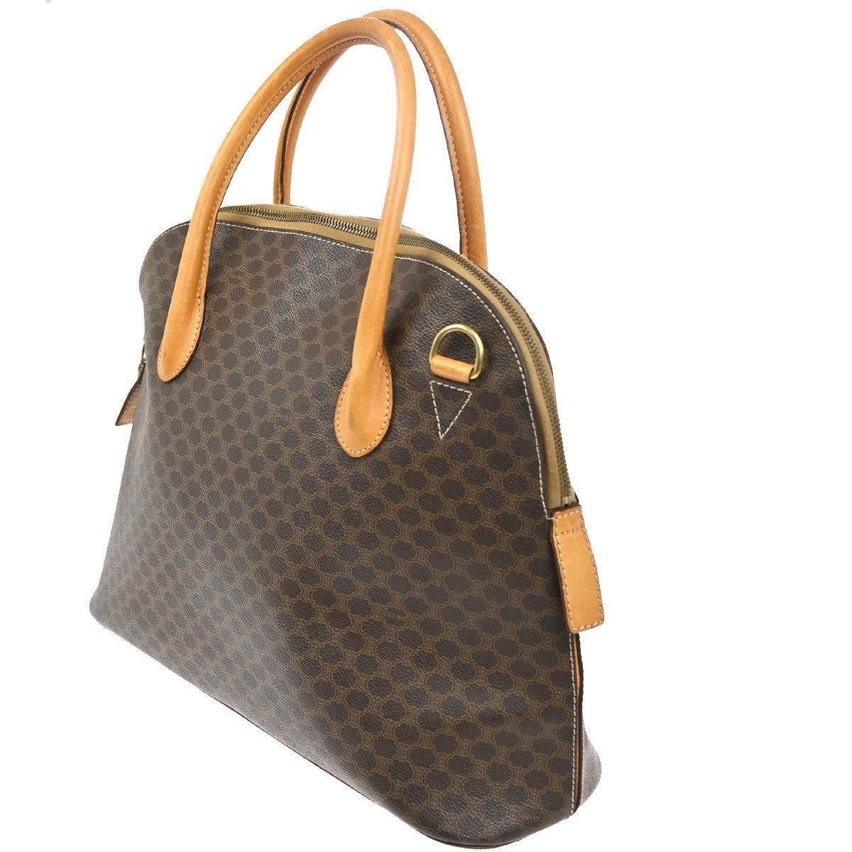 Celine Macadam Handbag Macadam With Leather Brown Pvc Handbag (Authentic  )