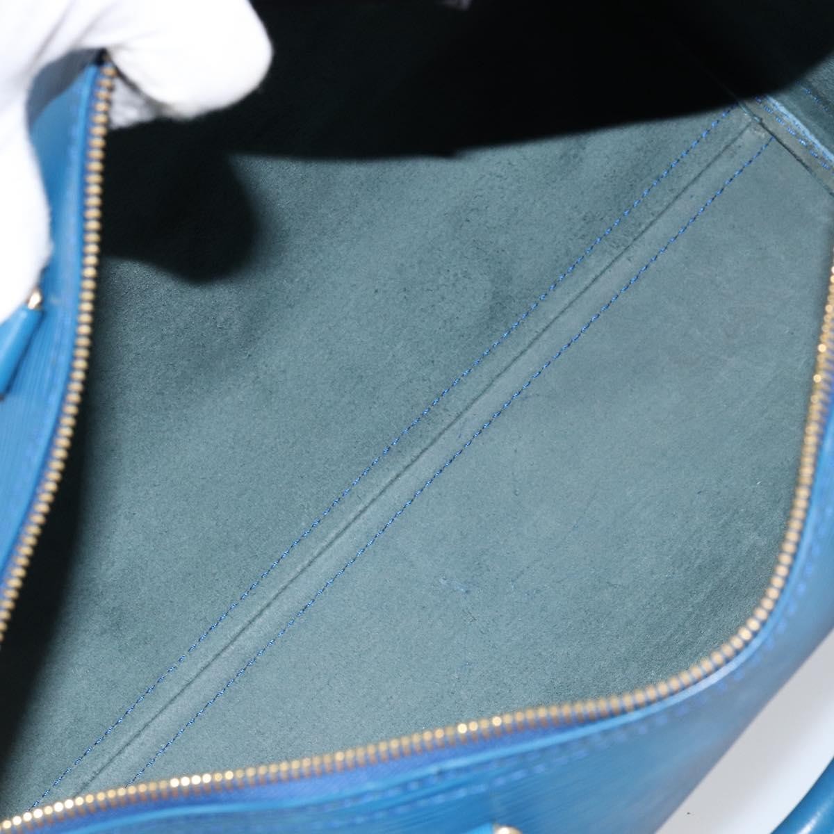Louis Vuitton Speedy Handbag Epi Leather Blue Leather Handbag (Authentic  )