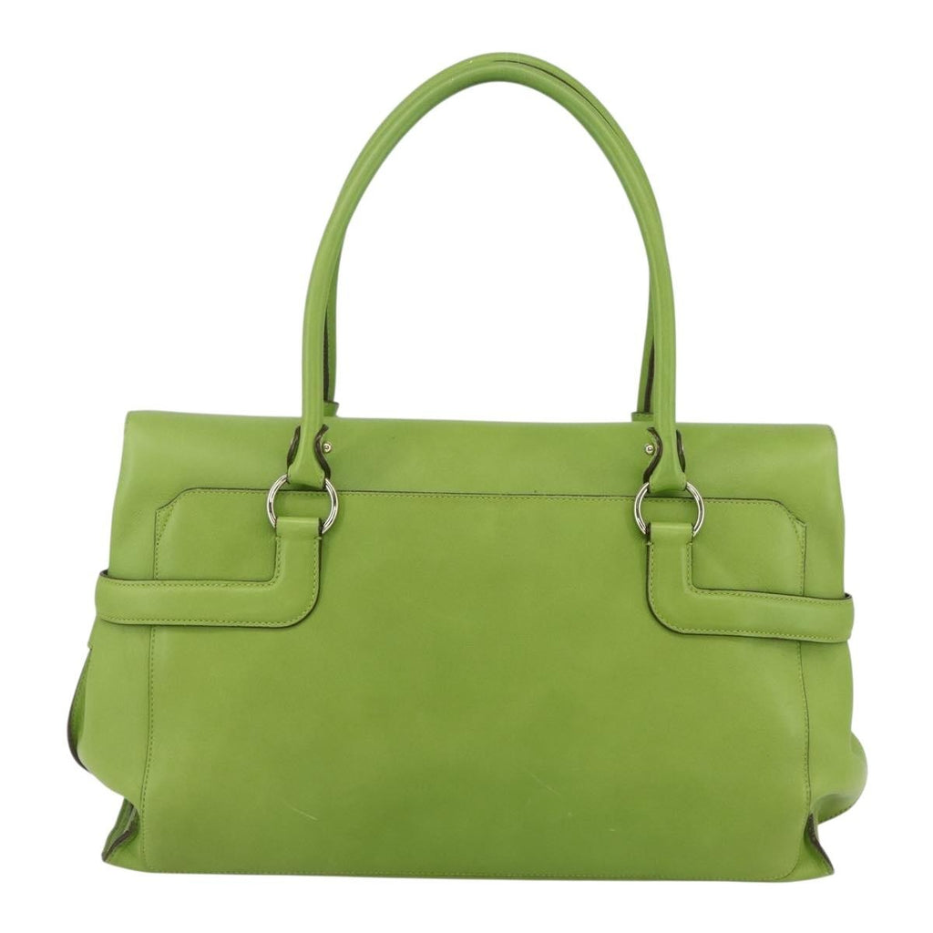 Salvatore Ferragamo Virna Satchel Leather Green Leather Handbag (Authentic  )
