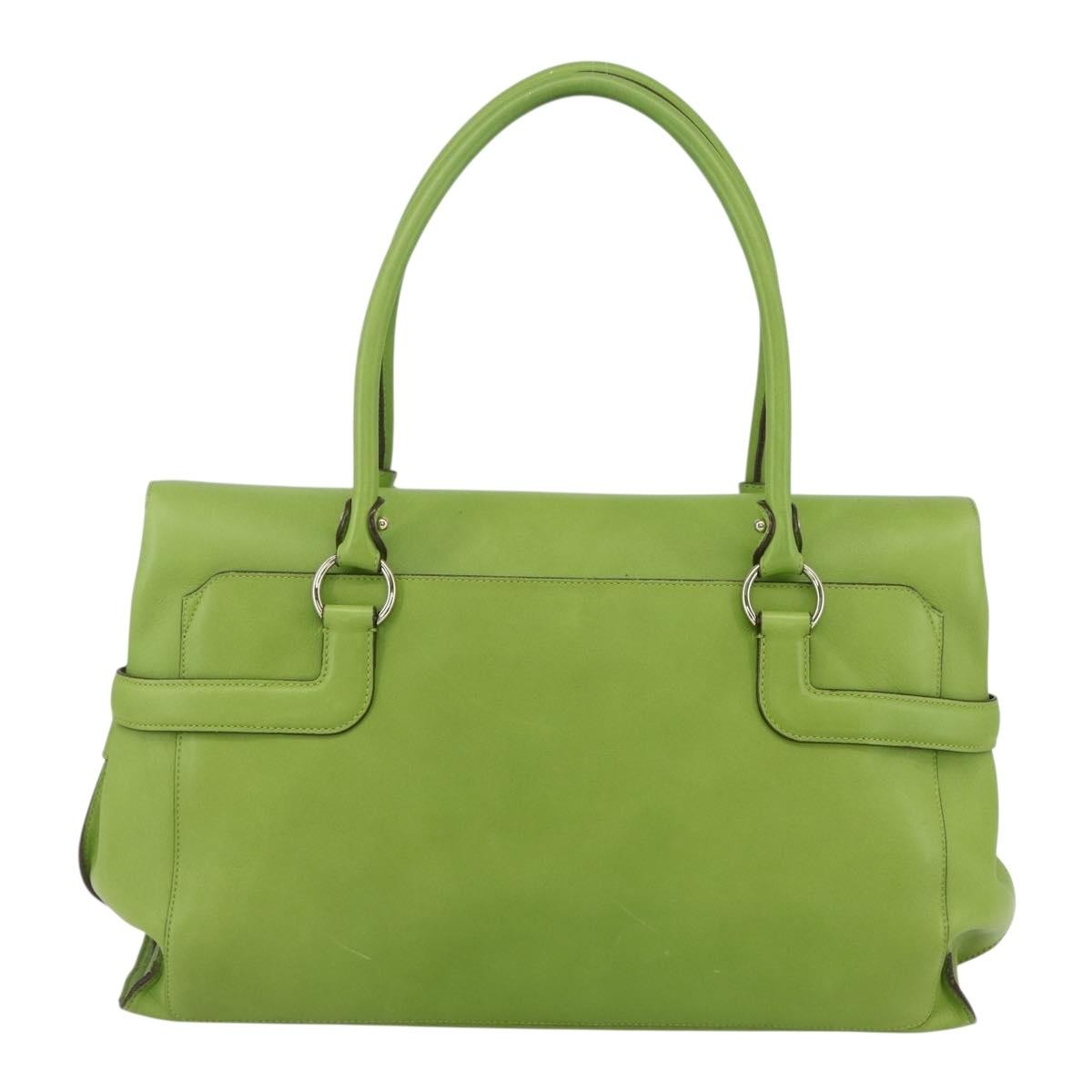 Salvatore Ferragamo Virna Satchel Leather Green Leather Handbag (Authentic  )