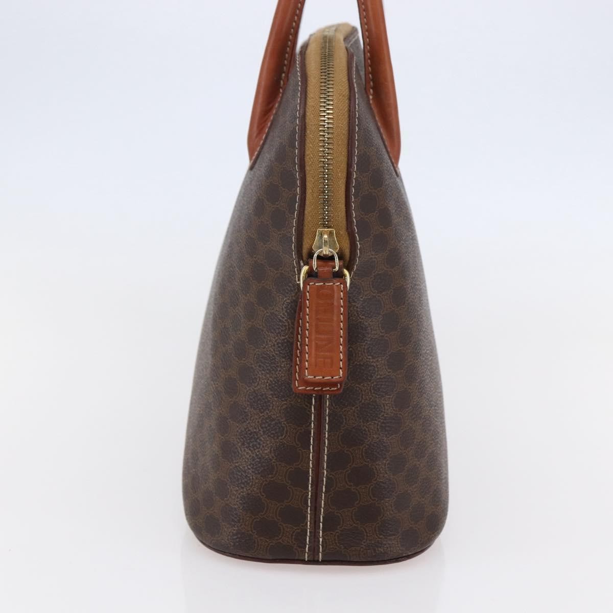 Celine Vintage Macadam Handbag Canvas Brown Canvas Handbag (Authentic  )