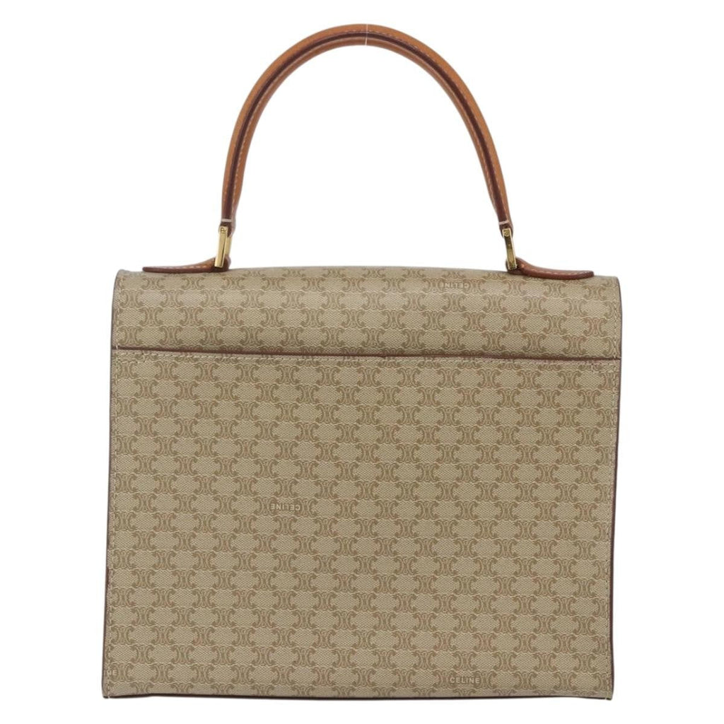 Celine Vintage Macadam Handbag Canvas And Leather Beige Canvas Handbag (Authentic  )