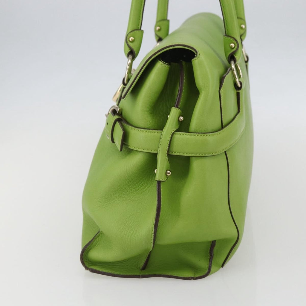 Salvatore Ferragamo Virna Satchel Leather Green Leather Handbag (Authentic  )