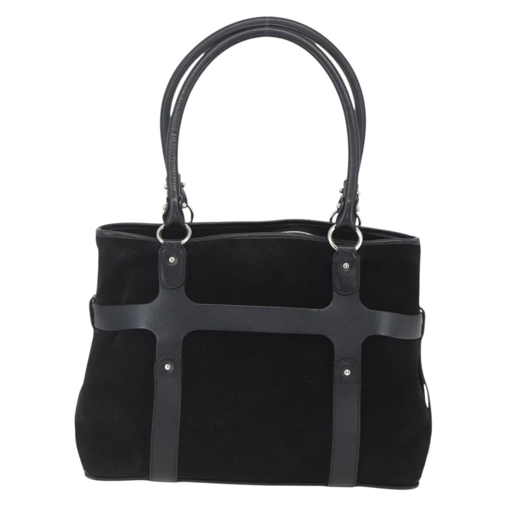 Salvatore Ferragamo Gancini Handbag Suede Black Suede Handbag (Authentic  )