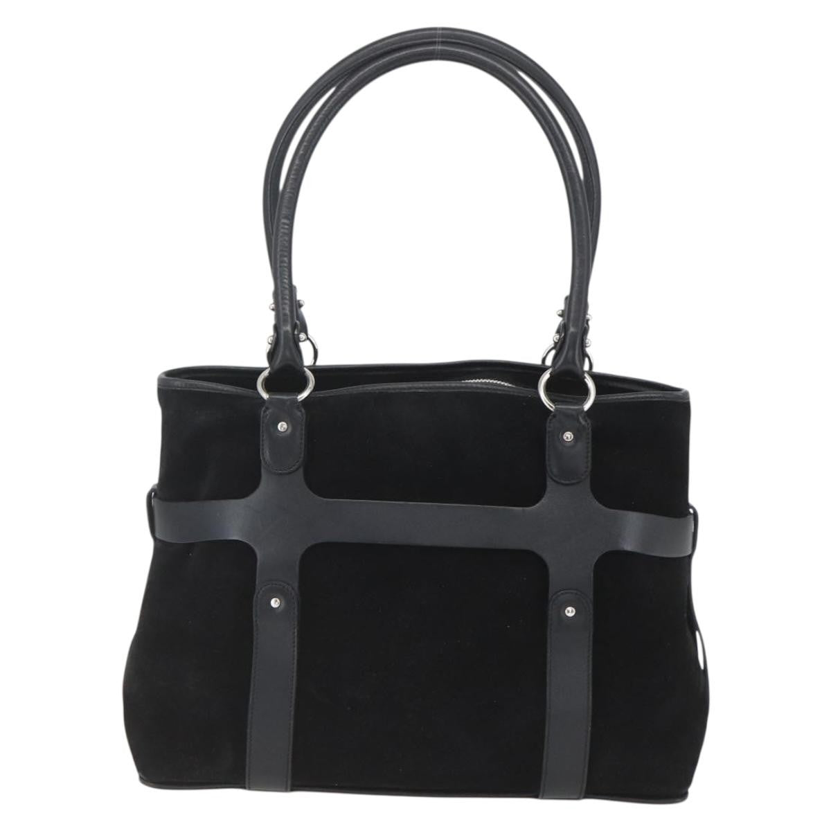 Salvatore Ferragamo Gancini Handbag Suede Black Suede Handbag (Authentic  )