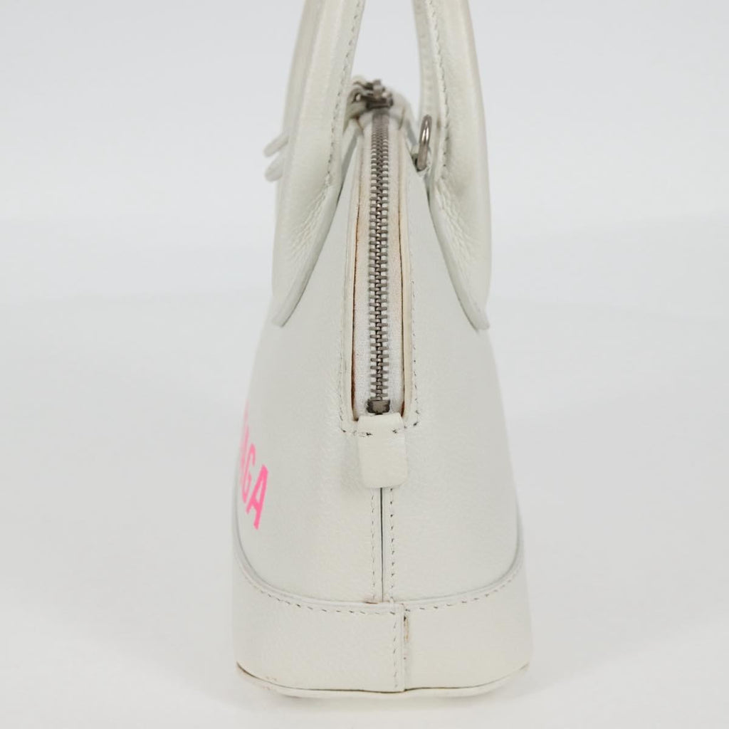 Balenciaga Logo Ville Bag Leather White Leather Handbag (Authentic  )