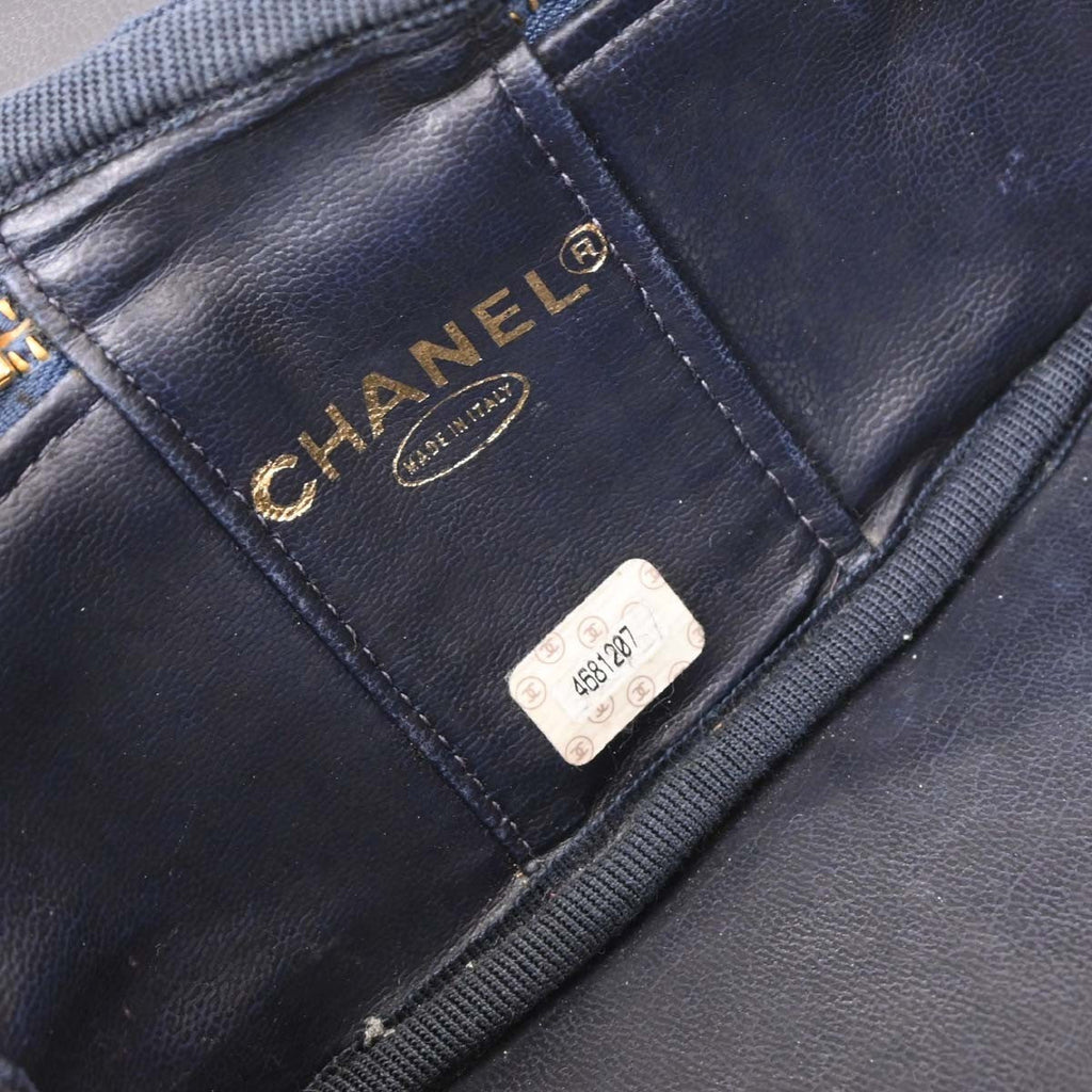 Chanel Vintage Cc Vanity Case Denim Blue Denim_Jeans Handbag (Authentic  )