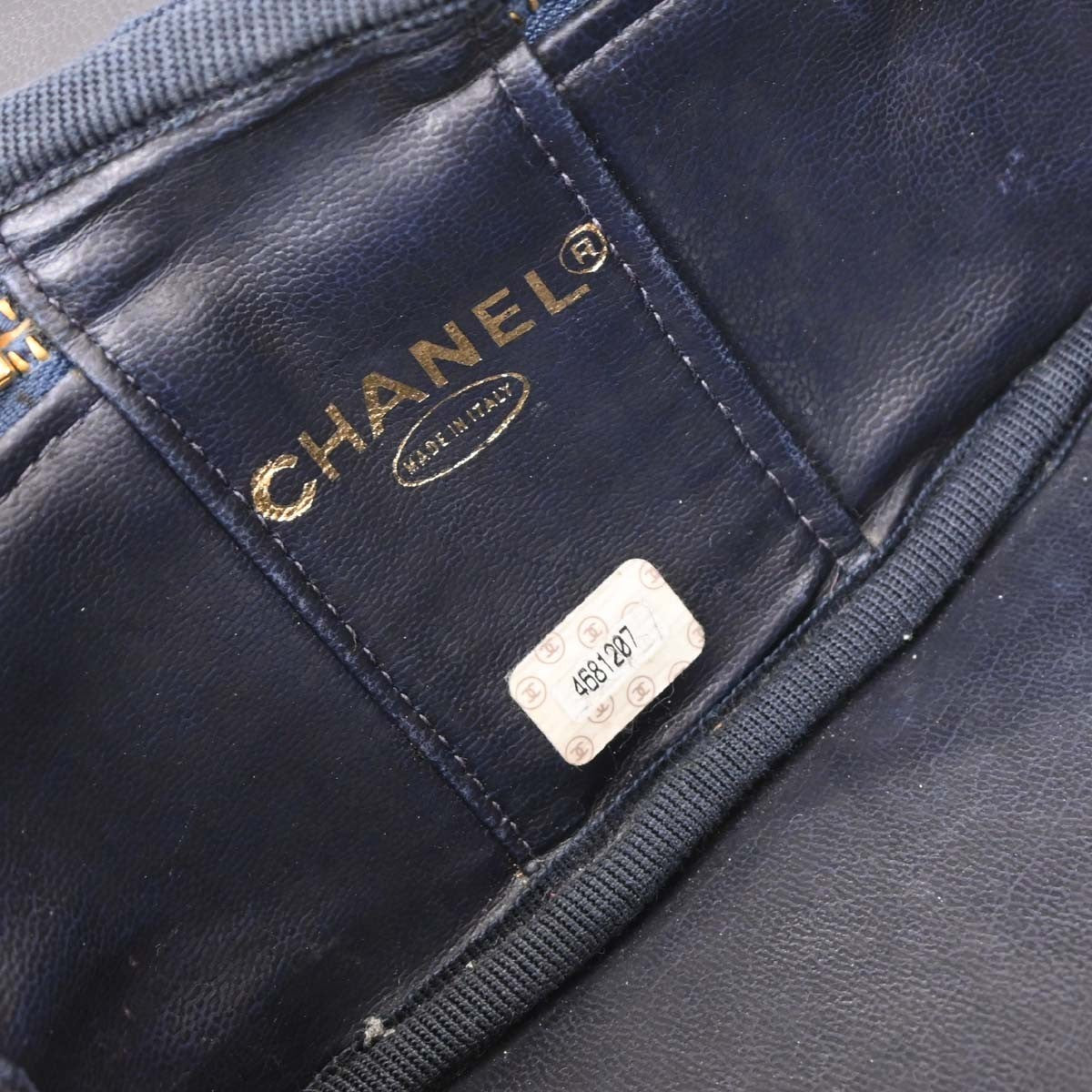 Chanel Vintage Cc Vanity Case Denim Blue Denim_Jeans Handbag (Authentic  )