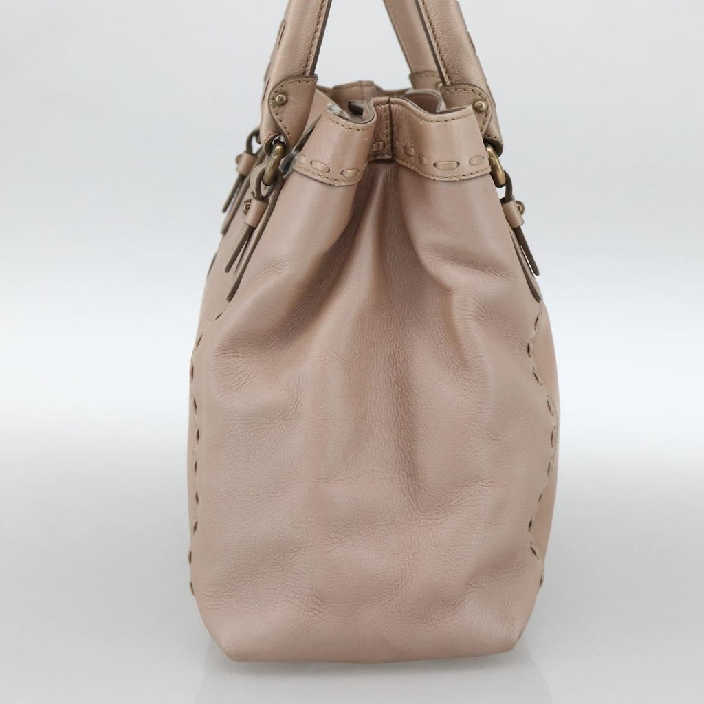Salvatore Ferragamo Gancini Handbag Leather Beige Leather Handbag (Authentic  )