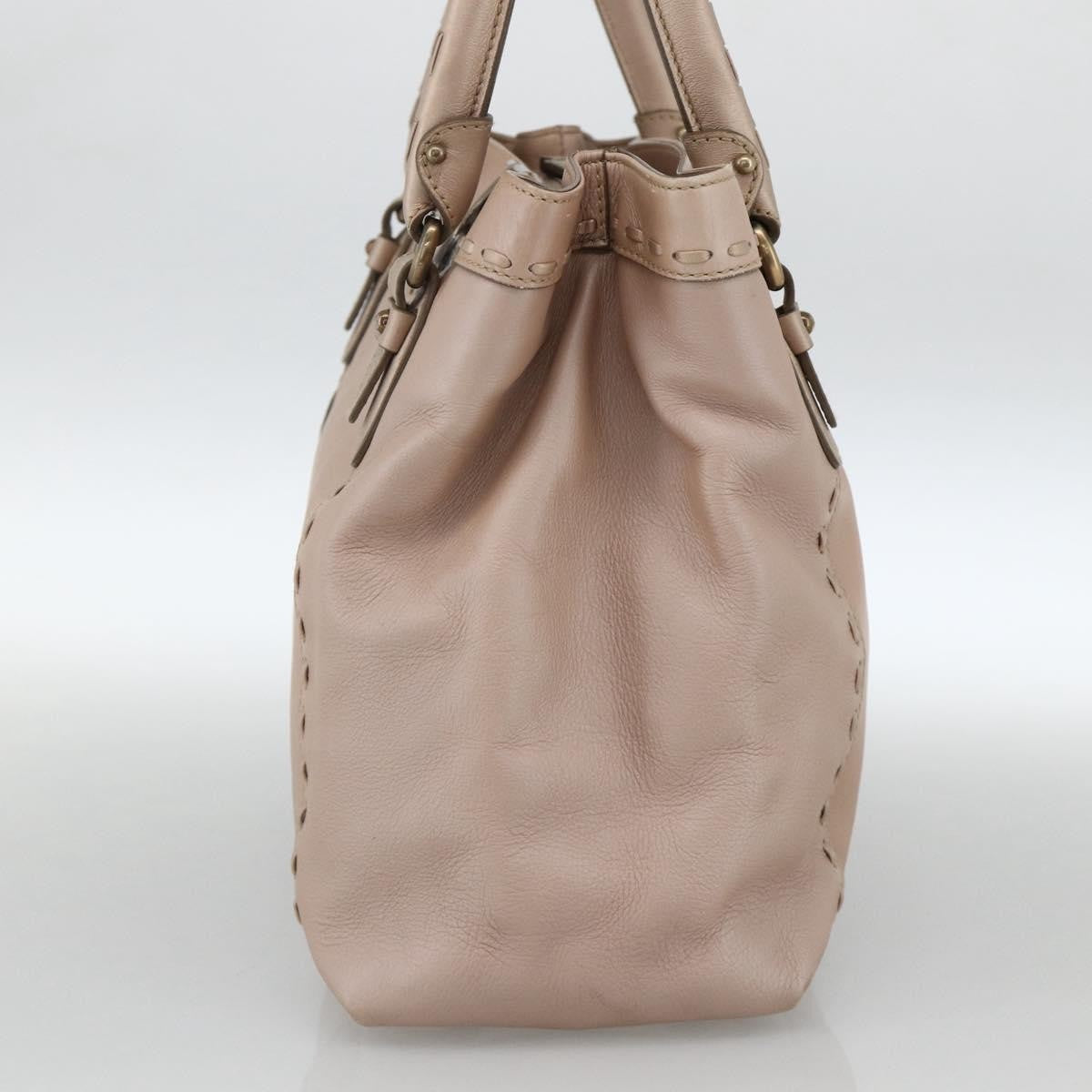 Salvatore Ferragamo Gancini Handbag Leather Beige Leather Handbag (Authentic  )