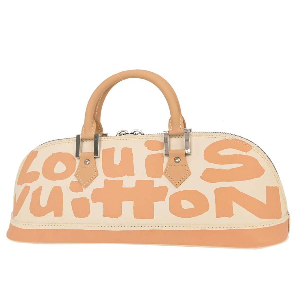 Louis Vuitton Alma Handbag Limited Edition Graffiti Leather Beige Leather Handbag (Authentic  )