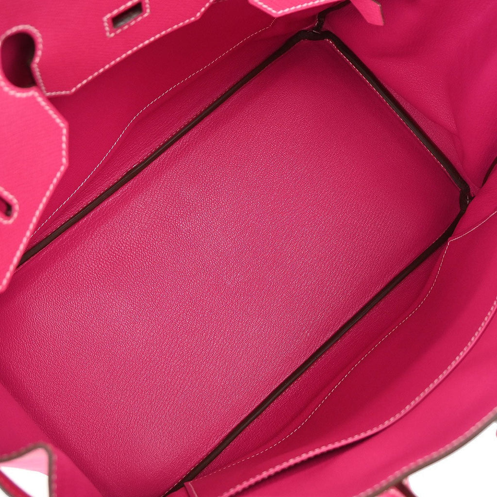 Hermes Birkin Handbag Pink Epsom With Palladium Hardware Pink Leather Handbag ( )