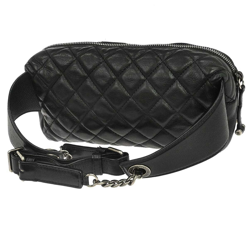 Chanel Bum Bag Leather Black Leather Handbag ( )