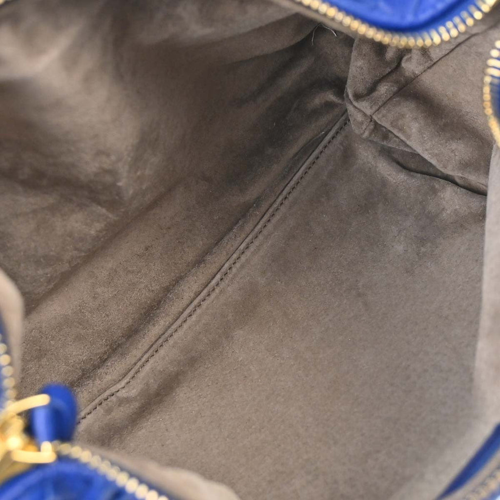 Bottega Veneta Intrecciato Handbag Leather Blue Leather Handbag ( )