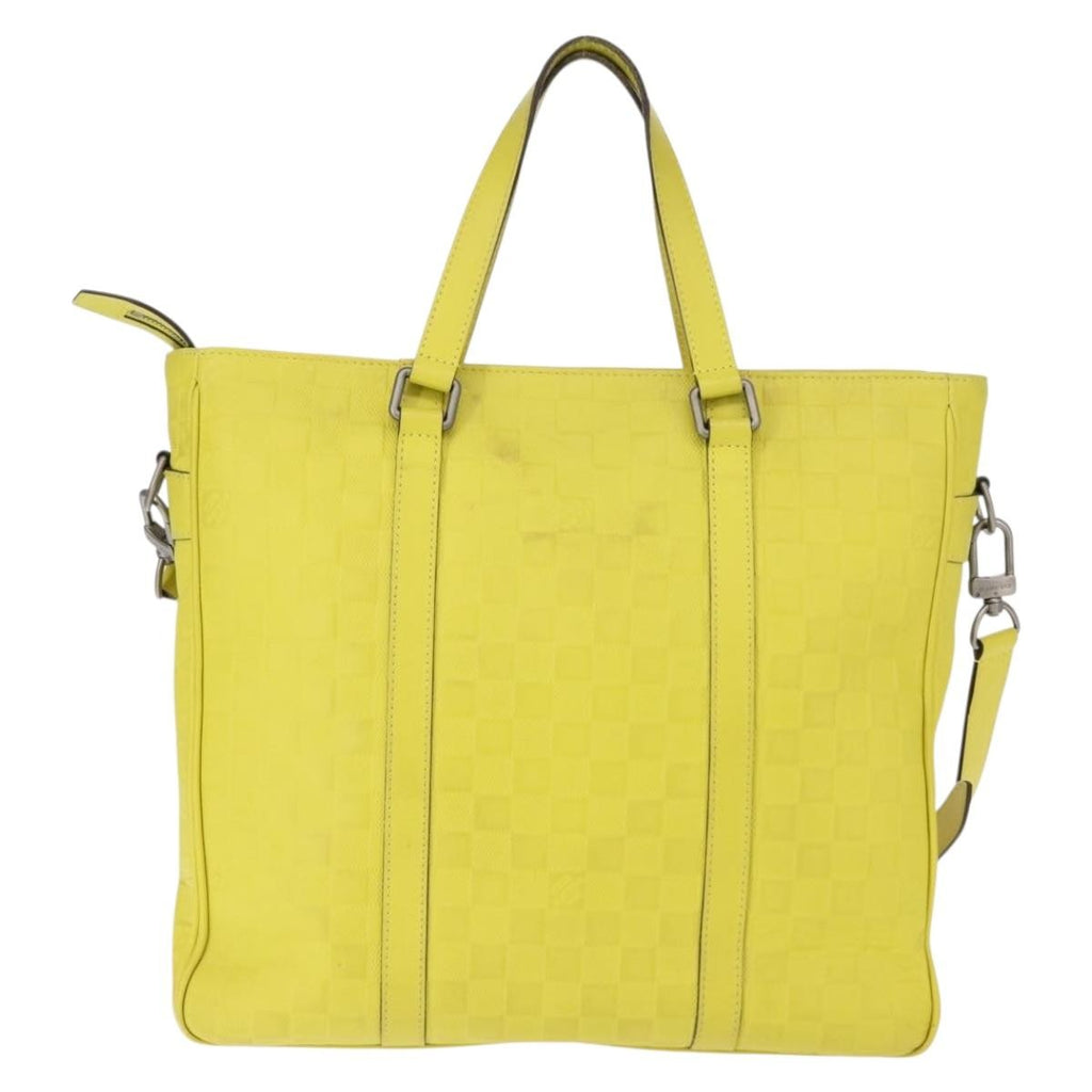 Louis Vuitton Tadao Handbag Damier Infini Leather Yellow Leather Handbag (Authentic  )