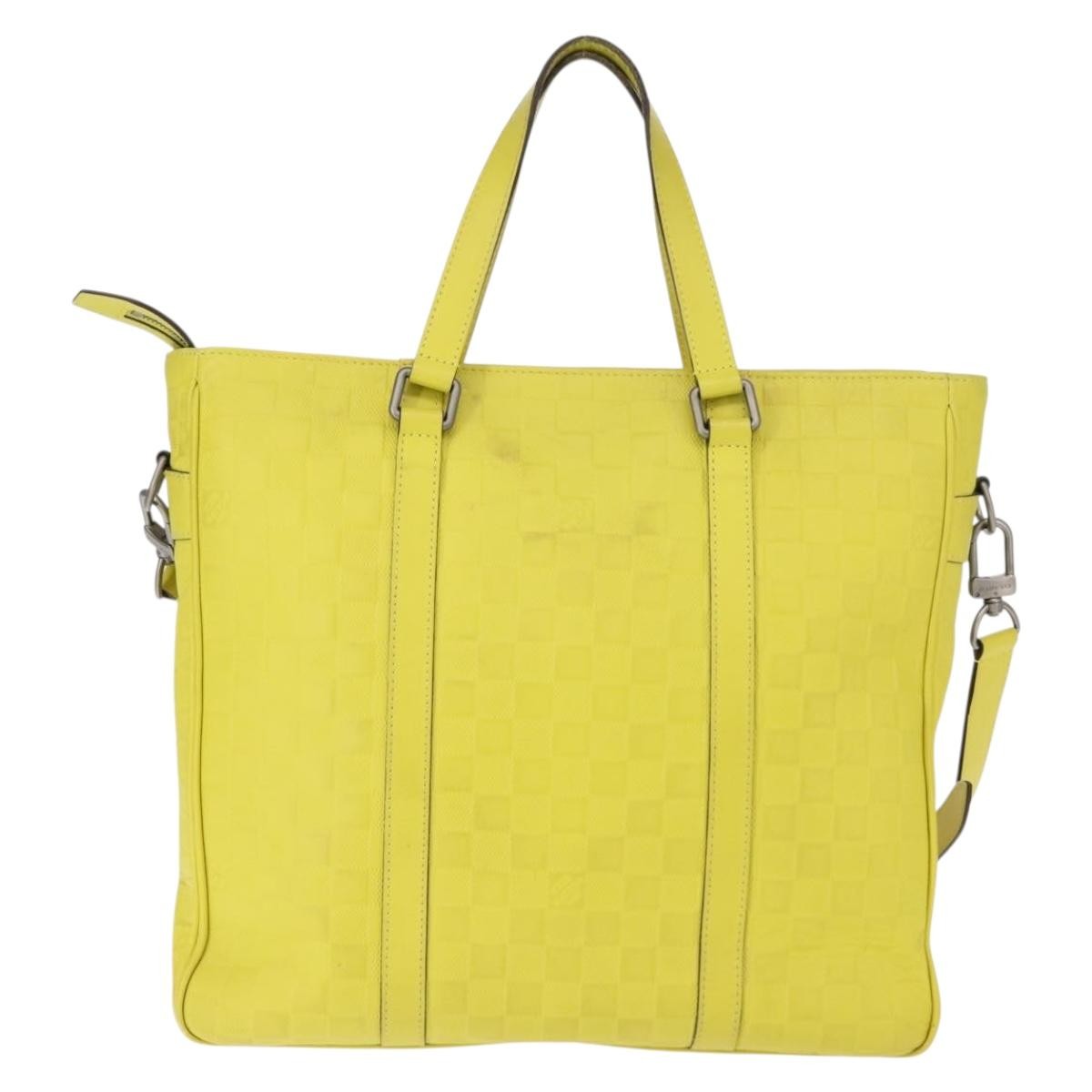 Louis Vuitton Tadao Handbag Damier Infini Leather Yellow Leather Handbag (Authentic  )