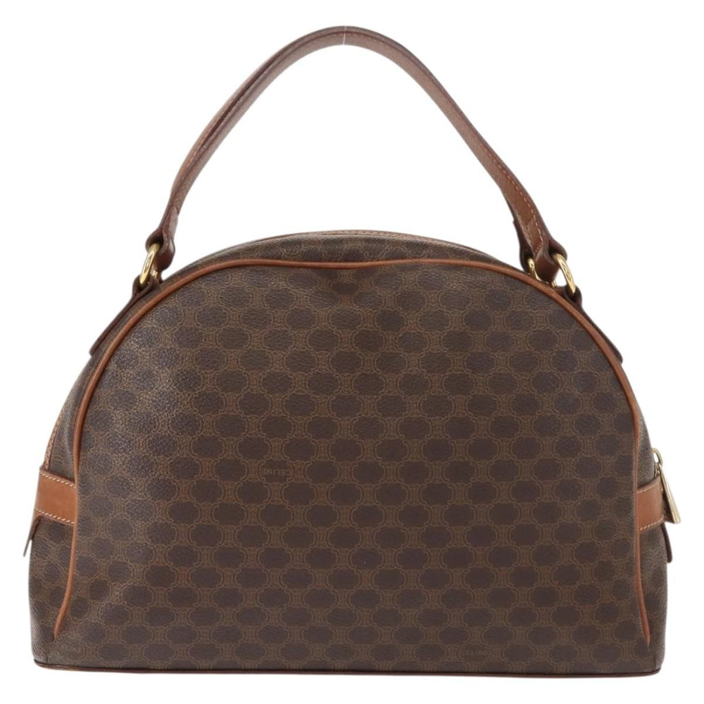Celine Vintage Macadam Handbag Canvas And Leather Brown Canvas Handbag (Authentic  )