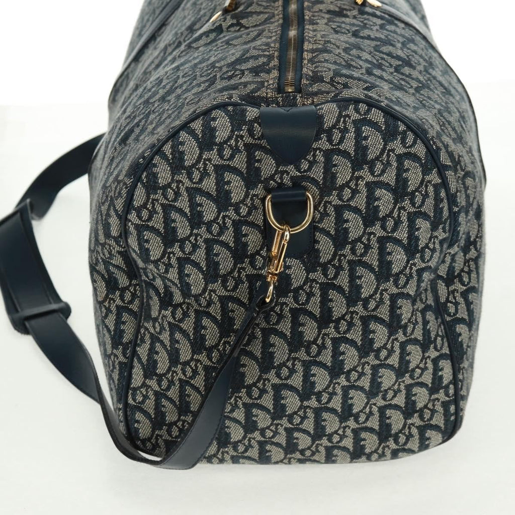 Christian Dior Vintage Trotter Boston Bag Diorissimo Canvas Navy Canvas Handbag ( )